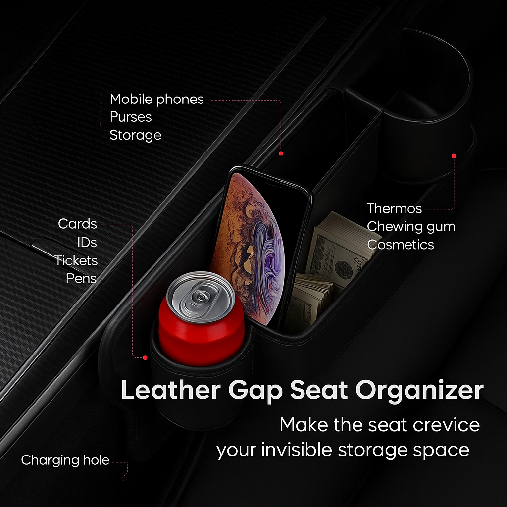 Twin Leather Gap Seat Organizers