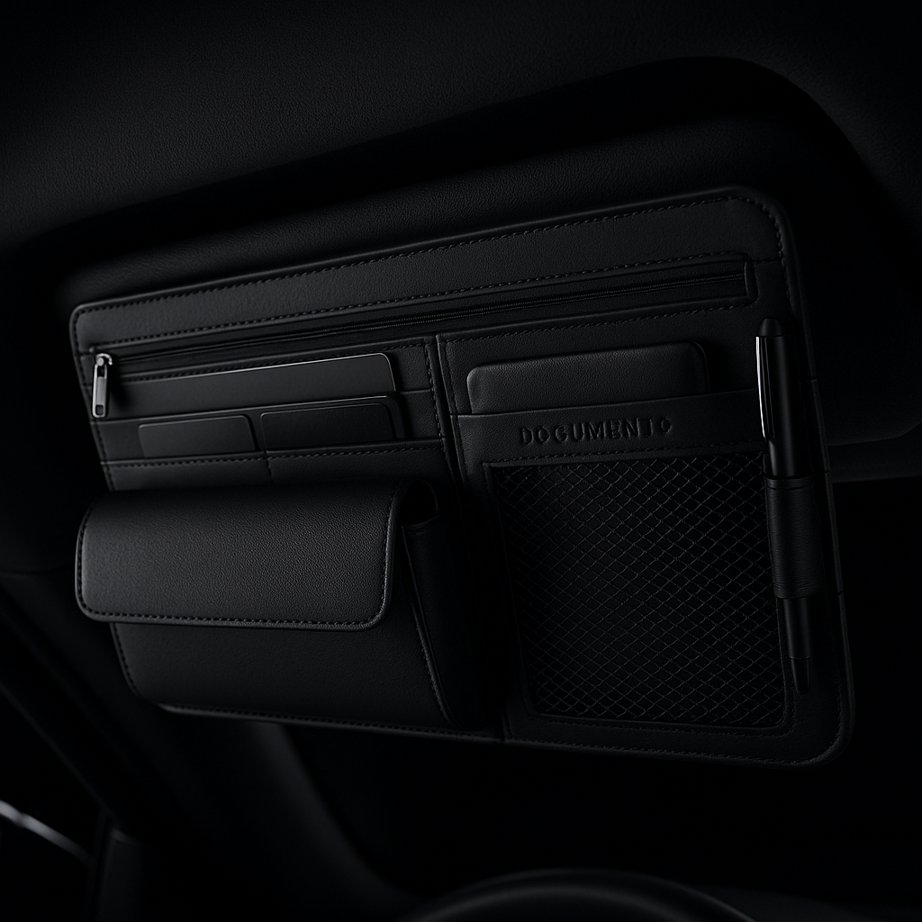 Multi-Pocket Leather Visor Organizer