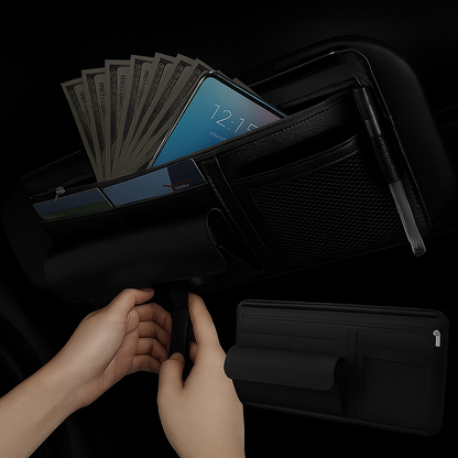 Multi-Pocket Leather Visor Organizer