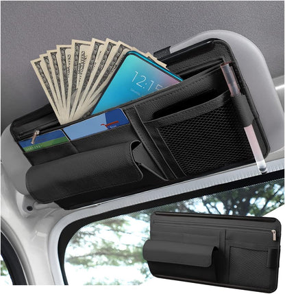Multi-Pocket Leather Visor Organizer